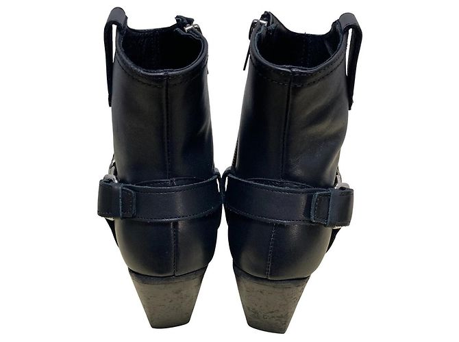 Autre Marque All Saints Lederstiefel Schwarz - Ansicht 4
