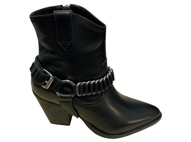 Autre Marque All Saints Lederstiefel Schwarz - Ansicht 5