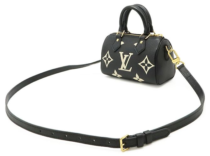 Borsa Louis Vuitton Monogram Empreinte Nano Speedy Nero Multicolore Beige Monogramma - vista 3