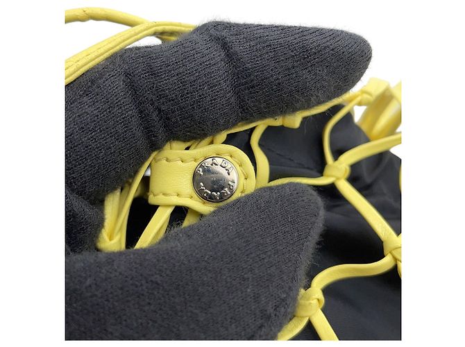 Bolso Tote de Malla Prada Negro Amarillo - vista 14