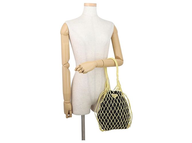 Bolso Tote de Malla Prada Negro Amarillo - vista 4