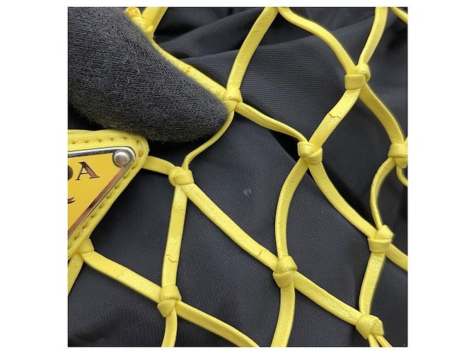 Bolso Tote de Malla Prada Negro Amarillo - vista 8
