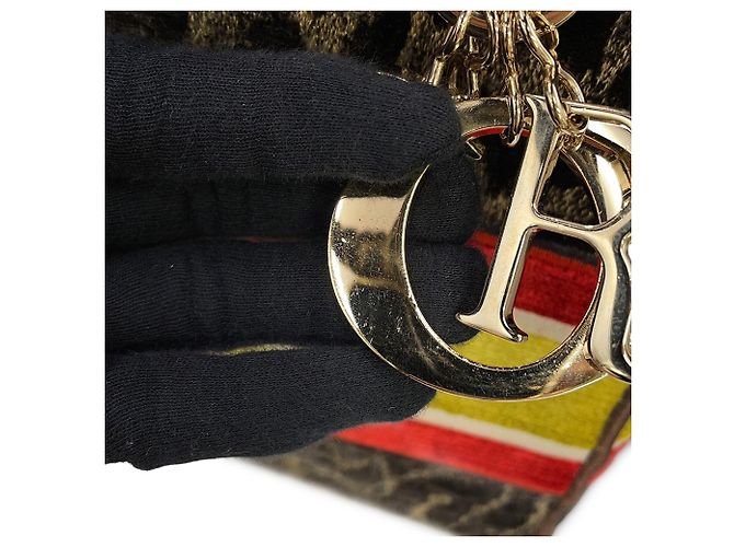 Borsa Christian Dior Lady D-Lite Medium in velluto Marrone Multicolore D'oro - vista 12