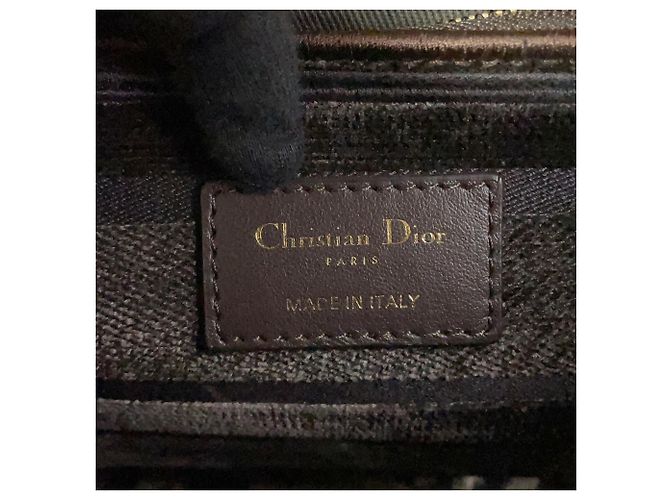 Borsa Christian Dior Lady D-Lite Medium in velluto Marrone Multicolore D'oro - vista 13
