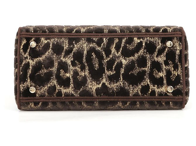 Borsa Christian Dior Lady D-Lite Medium in velluto Marrone Multicolore D'oro - vista 3