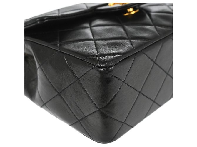 Chanel Vintage Square Classic Single Flap gestepptes Lammleder Mini Schwarz - Ansicht 6