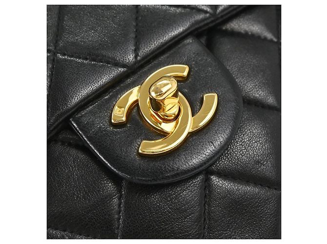 Chanel Vintage Square Classic Single Flap gestepptes Lammleder Mini Schwarz - Ansicht 7
