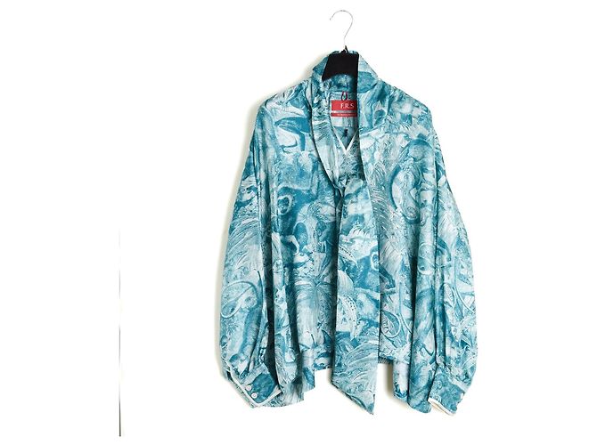Autre Marque F.R.S. For Restless Sleepers L Ensemble FR40 Conjunto de Sarga de Seda Verde Azul UK12 US10 - vista 8