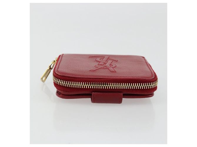 Saint Laurent Zipped Bifold Leather Red - view 6