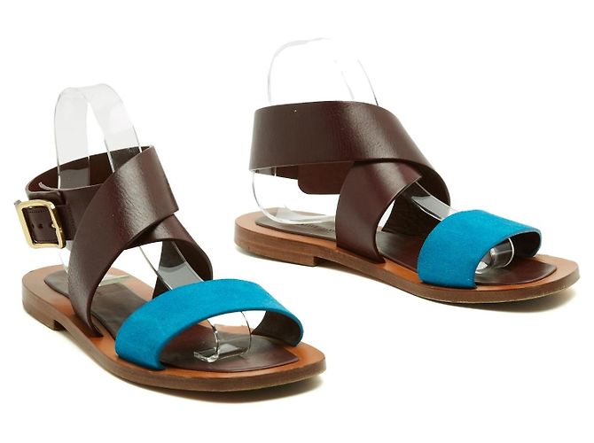 Sandali Celine 2 toni EU38.5 Phoebe Philo Sandali piatti 2 toni UK5.5 US8 Céline Marrone Blu - vista 3