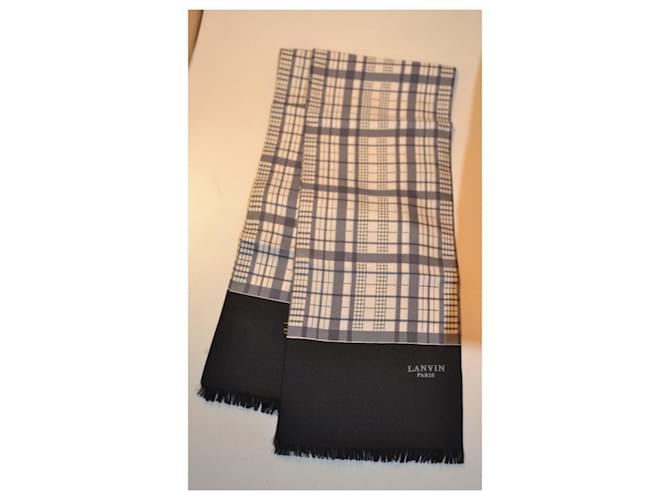 Sciarpa in seta a quadri Lanvin Nero Bianco Grigio - vista 2
