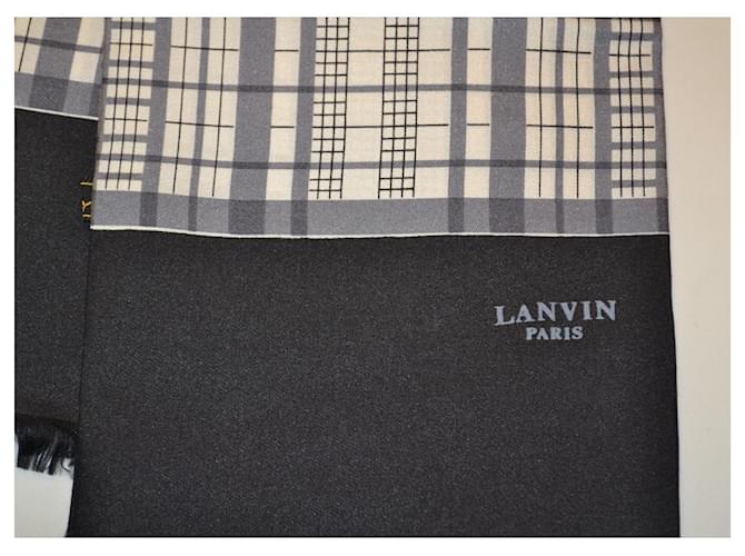 Sciarpa in seta a quadri Lanvin Nero Bianco Grigio - vista 3