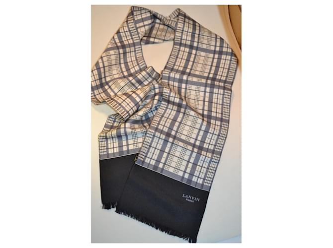 Sciarpa in seta a quadri Lanvin Nero Bianco Grigio - vista 4