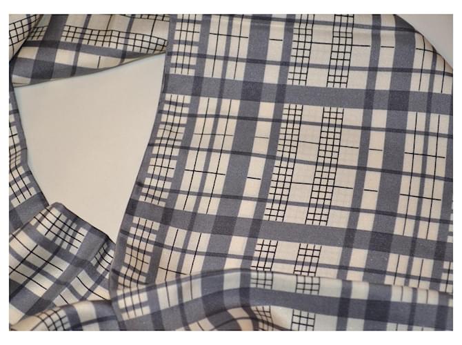 Sciarpa in seta a quadri Lanvin Nero Bianco Grigio - vista 6