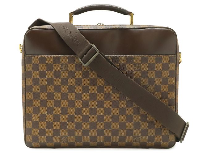 Borsa Louis Vuitton Damier Porte Ordina Tour Savanna Marrone Bianco Damier ebene - vista 2