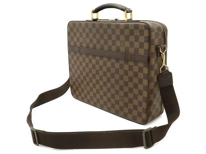 Borsa Louis Vuitton Damier Porte Ordina Tour Savanna Marrone Bianco Damier ebene - vista 3