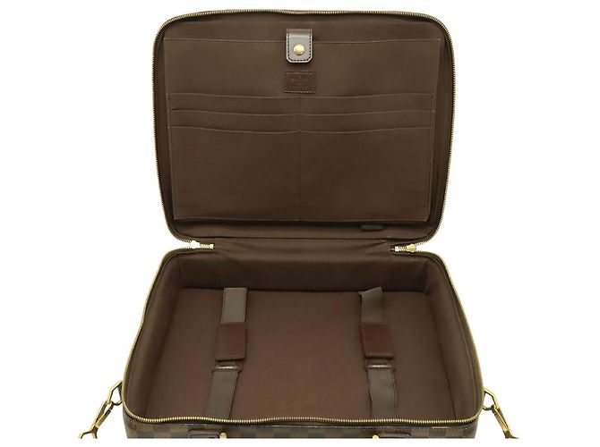 Borsa Louis Vuitton Damier Porte Ordina Tour Savanna Marrone Bianco Damier ebene - vista 6