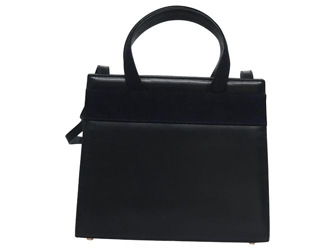 Tote Convertible Vara Bow in pelle Salvatore Ferragamo Small Blu navy - vista 2