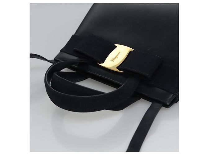 Tote Convertible Vara Bow in pelle Salvatore Ferragamo Small Blu navy - vista 7