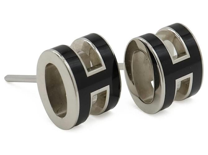 Hermès Pendientes Hermes Mini Pop H Negro Plata - vista 5