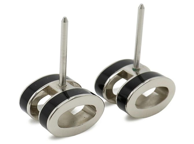 Hermès Pendientes Hermes Mini Pop H Negro Plata - vista 6