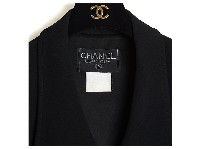 Chanel 1996 Veste Blazer FR38 Double Breasted Botones CC UK10 US6 8 Negro - vista 2