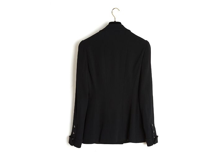 Chanel 1996 Veste Blazer FR38 Double Breasted Botones CC UK10 US6 8 Negro - vista 5