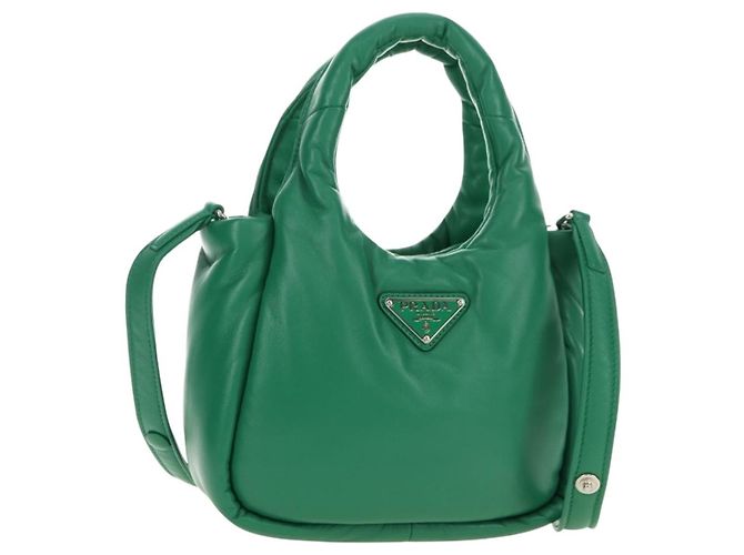 Mini Tote Prada de piel suave acolchada Verde - vista 2