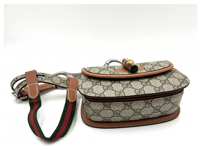 Bamboo Marsupio in bambù da uomo Gucci Marrone Beige - vista 4