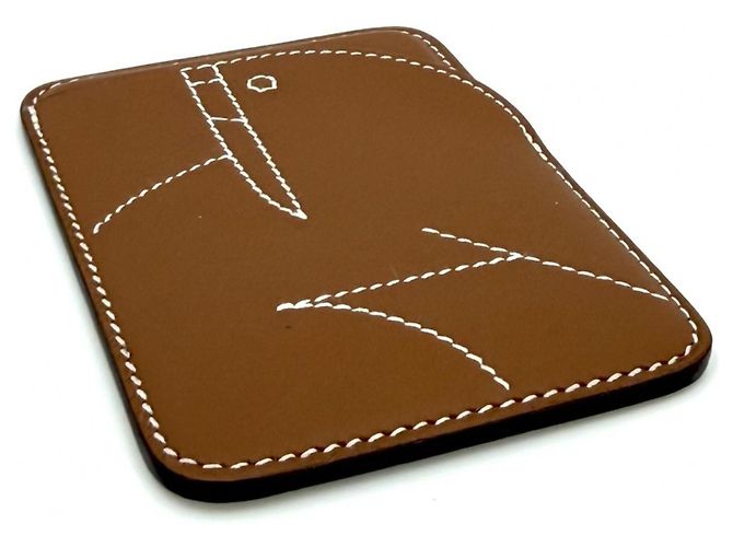 Hermès Tarjetero de cuero marrón Hermes Castaño - vista 3