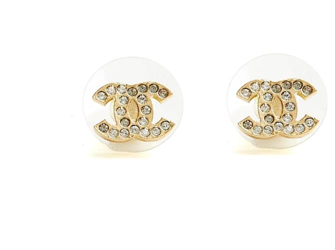 Chanel 2024 Orecchini a lobo micro CC dorati con strass D'oro - vista 4