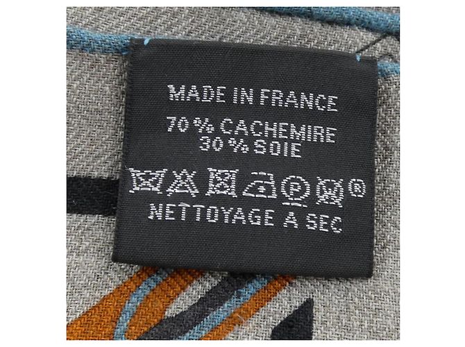 Hermès Hermes Schal aus Kaschmir und Seide Braun Blau - Ansicht 3