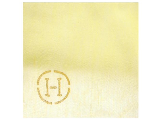 Hermès Stola in cotone Hermes in verde, blu navy, bianco e giallo - vista 4