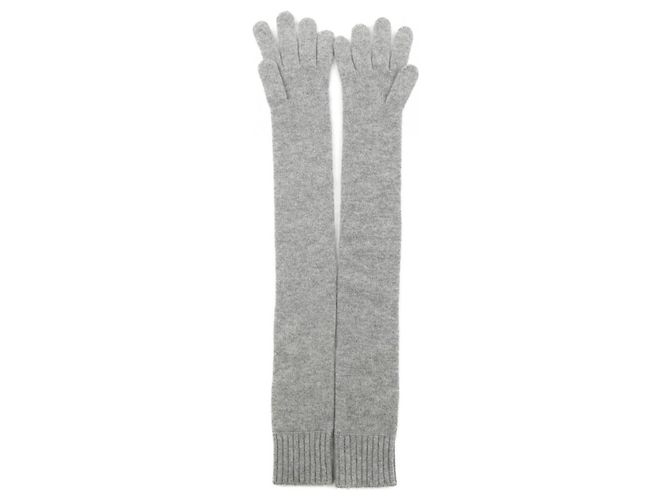 Hermès Hermes Lange Handschuhe aus Kaschmir in Grau Braun - Ansicht 2