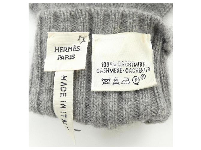 Hermès Hermes Lange Handschuhe aus Kaschmir in Grau Braun - Ansicht 3
