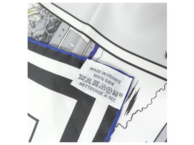 Hermès Schal Hermes WOW Carre Double Face Braun Weiß Blau Gelb - Ansicht 5
