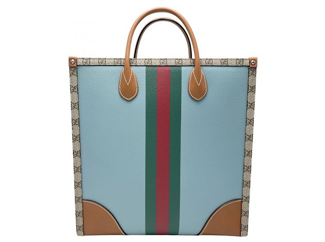 Borsa Tote Web GG media da donna Gucci Blu Beige - vista 2
