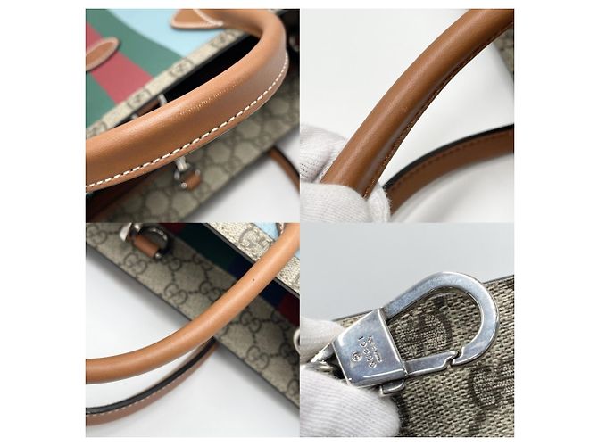 Borsa Tote Web GG media da donna Gucci Blu Beige - vista 7