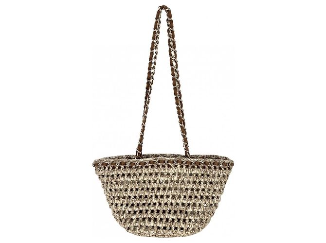Borsa Tote a Spalla Chanel Beige e Marrone - vista 2