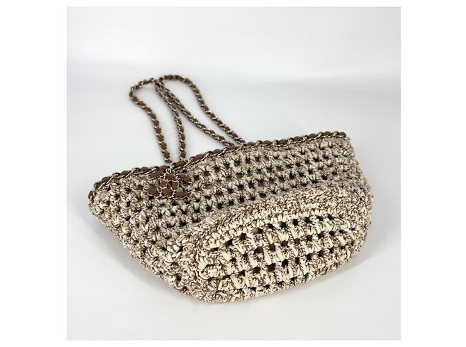 Borsa Tote a Spalla Chanel Beige e Marrone - vista 3