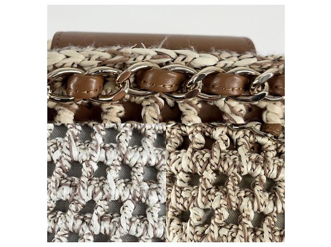 Borsa Tote a Spalla Chanel Beige e Marrone - vista 6