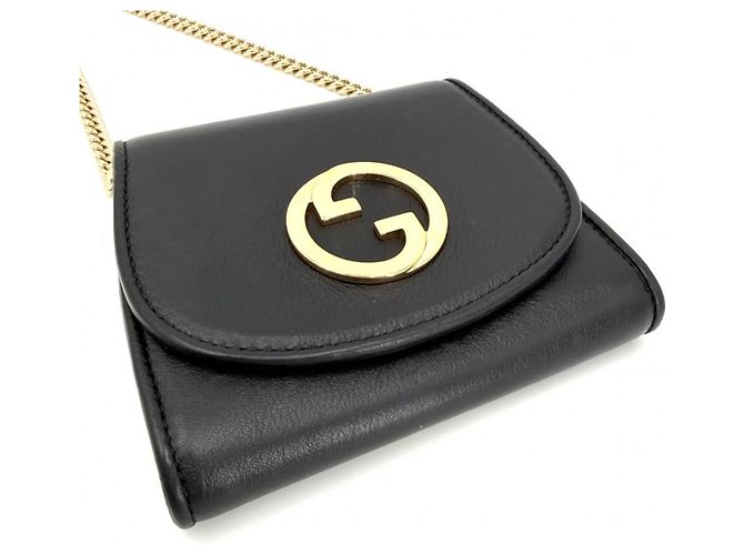 Blondie Gucci Black Leather Chain/Shoulder Wallet Schwarz - Ansicht 3