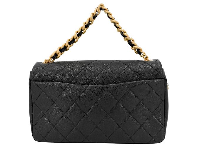 Borsa Chanel in pelle di vitello martellata nera Nero - vista 2