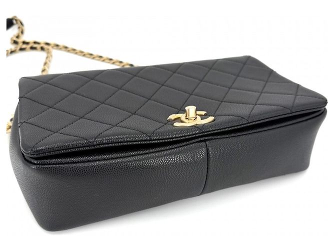 Borsa Chanel in pelle di vitello martellata nera Nero - vista 3