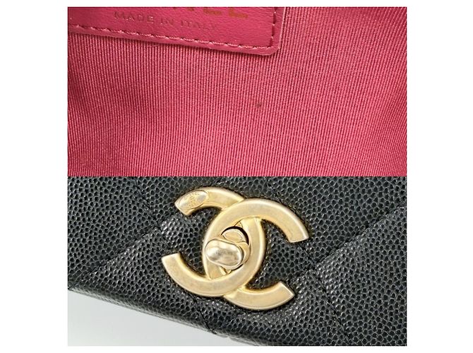 Borsa Chanel in pelle di vitello martellata nera Nero - vista 7