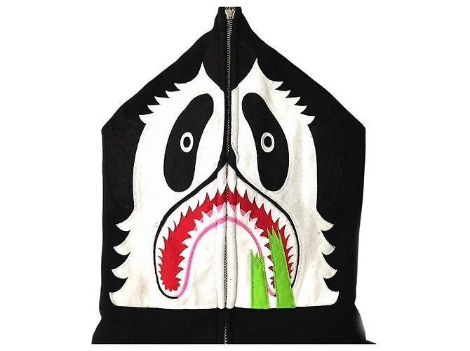 Autre Marque A Bathing Ape (Bape) Panda Zip-Up Hoodie Schwarz Weiß Grün - Ansicht 4
