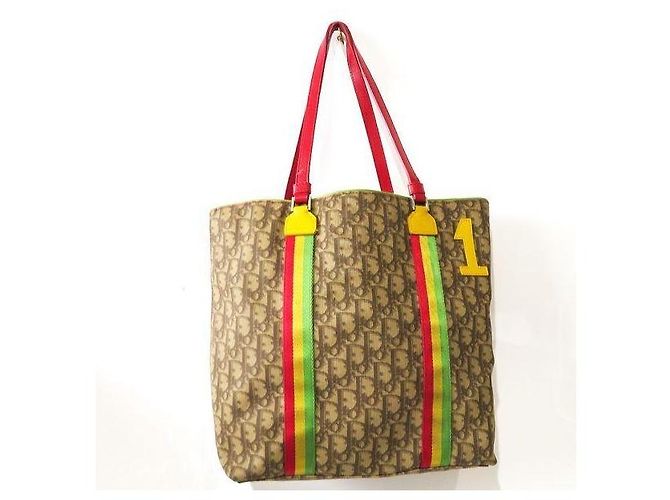 Christian Dior Borsa Tote Rasta Monogram Marrone Rosso Verde Giallo - vista 2