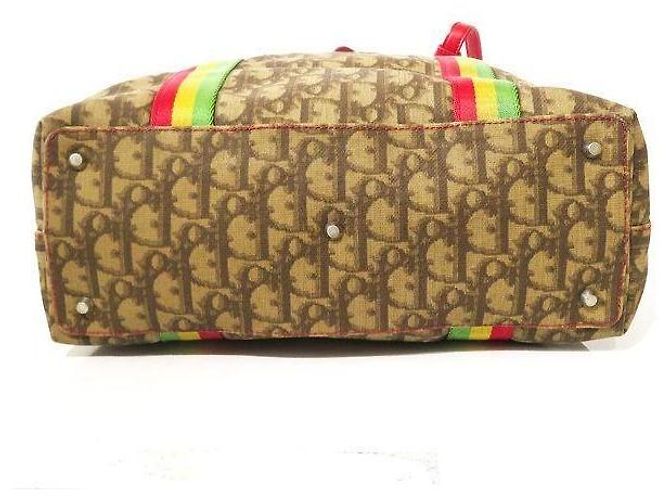 Christian Dior Borsa Tote Rasta Monogram Marrone Rosso Verde Giallo - vista 4