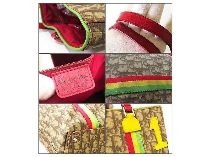 Christian Dior Borsa Tote Rasta Monogram Marrone Rosso Verde Giallo - vista 6
