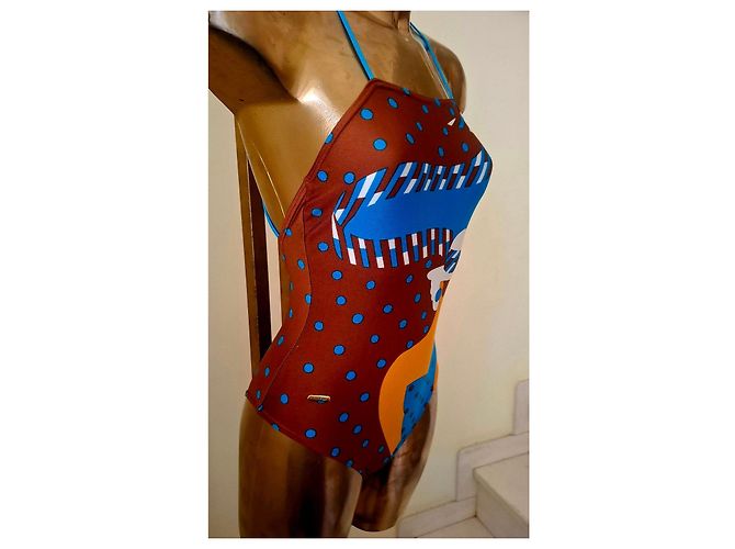 Autre Marque Bañador de una pieza Roberta Mare con estampado para mujer Castaño Blanco Azul Naranja - vista 10